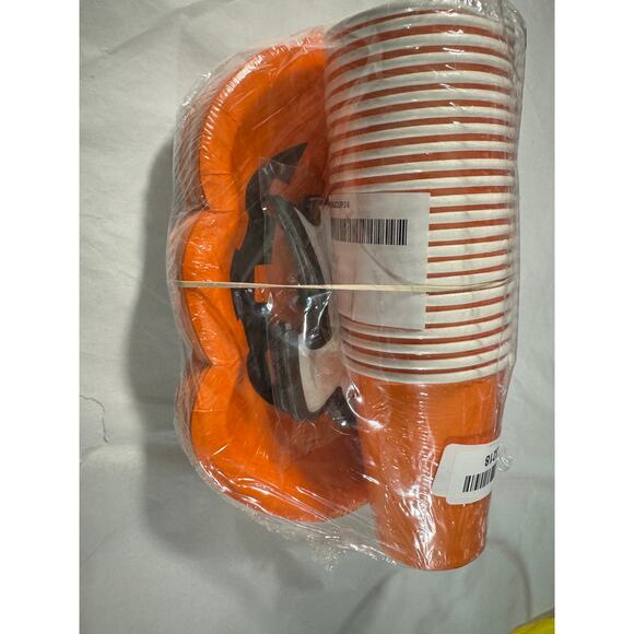 NWT 23 Piece Pumpkin Plate Orange Paper Cups Ghost Napkins Party Teacher Decor - Picture 2 of 3